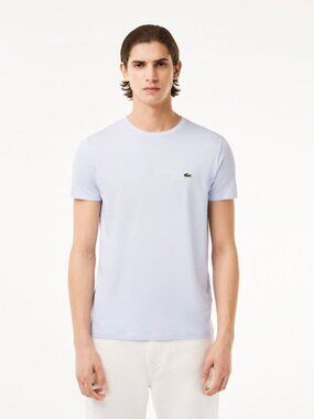 $60 Lacoste Lacoste Crew Neck Pima Cotton Jersey T-Shirt Light Blue Size L